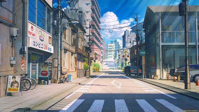 Картинки улицы аниме