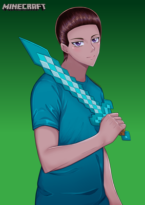 Steve #minecraft | Minecraft anime, Minecraft art, Shark art