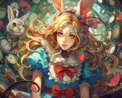 Скачать обои алиса, алиса в стране чудес, девушка, alice in wonderland,  карты, зайка, аниме, раздел аниме в разрешении 1948x1480