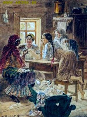 Vladimir Egorovich Makovski, \"IN THE TAVERN\". МАКОВСКИЙ, ВЛАДИМИР ЕГОРОВИЧ  1839-1915 \"В ТРАКТИРЕ\". Подпись и дата: 1887. Дерево, масло. - Bukowskis